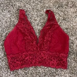 Soma Bralette Lace Plunge in Red